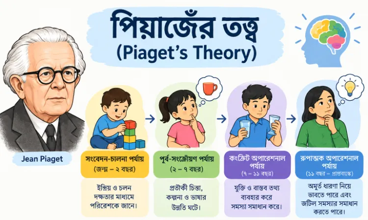 পিয়াজেঁর তত্ত্ব (Piaget's Theory): প্রজ্ঞামূলক বিকাশের ৪টি স্তর | TET ও CTET