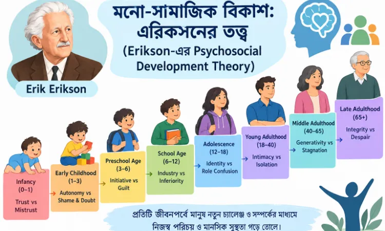 মনো-সামাজিক বিকাশ: এরিকসনের তত্ত্ব | Erikson-এর Psychosocial Development Theory – TET, CTET, Primary TET ও Upper Primary TET| CDP