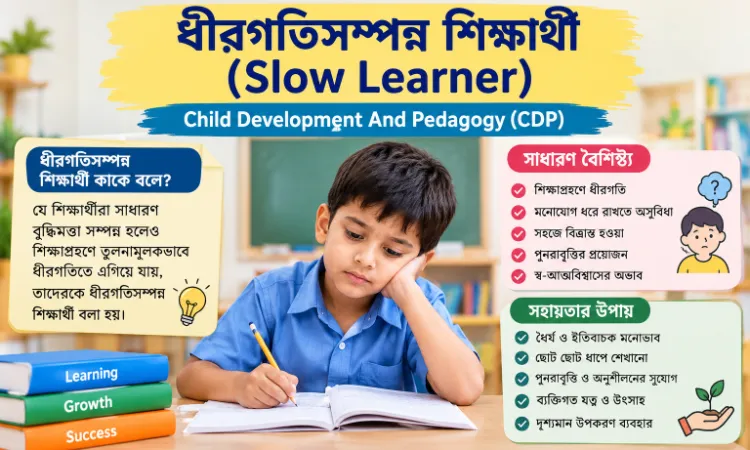 ধীরগতিসম্পন্ন শিক্ষার্থী (Slow Learner): বৈশিষ্ট্য, কারণ, শনাক্তকরণ ও শিক্ষাব্যবস্থা। TET, CTET, Primary TET ও Upper Primary TET-এর CDP