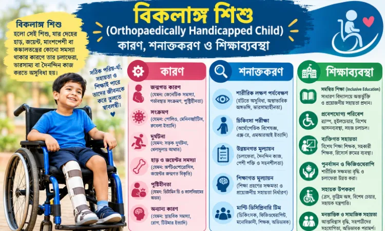 বিকলাঙ্গ শিশু (Orthopaedically Handicapped Child): কারণ, শনাক্তকরণ ও শিক্ষাব্যবস্থা | TET, CDP, CTET, Primary TET, Upper Primary TET এবং CDP