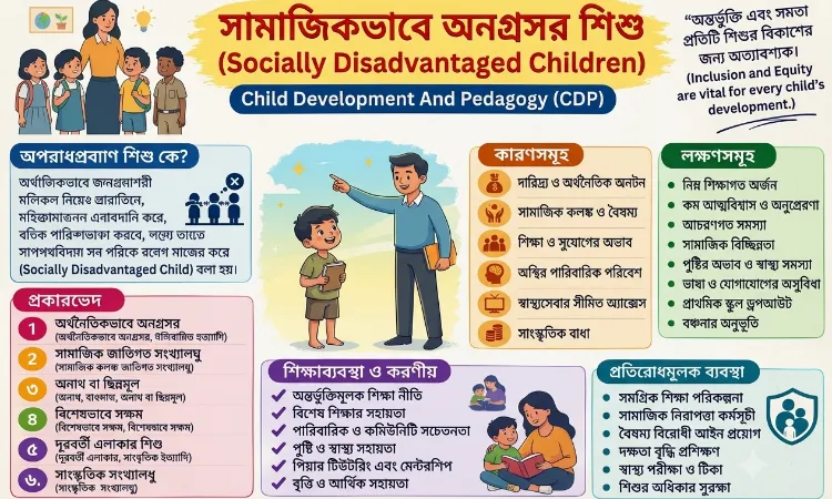 সামাজিকভাবে অনগ্রসর শিশু (Socially Disadvantaged Children): কারণ, বৈশিষ্ট্য ও শিক্ষাব্যবস্থা | TET, CDP, CTET, Primary TET, Upper Primary TET এবং CDP