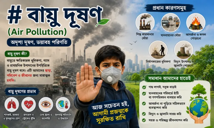 বায়ু দূষণ (Air Pollution) কী? কারণ, প্রভাব, রোগ ও প্রতিরোধের উপায়