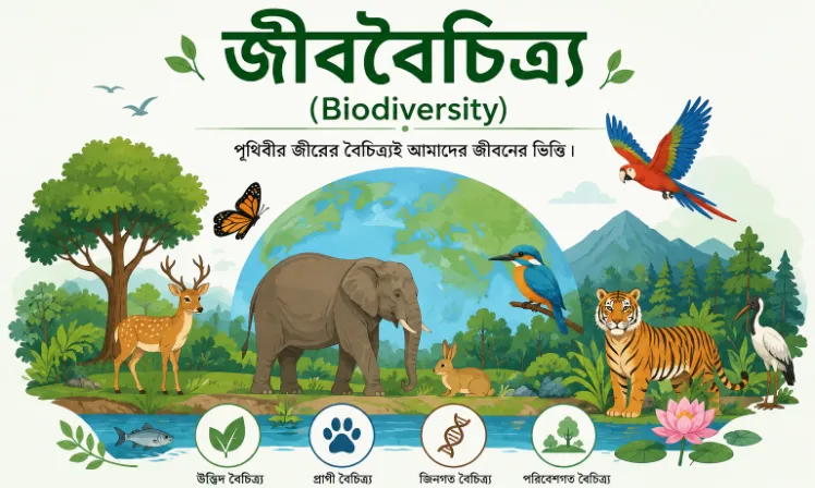 জীববৈচিত্র্য (Biodiversity): সংজ্ঞা, প্রকারভেদ, গুরুত্ব, সংরক্ষণ ও বিনাশের কারণ