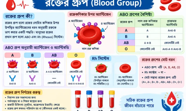 রক্তের গ্রুপ (Blood Group): ABO ও Rh System, Antigen-Antibody, Blood Transfusion ও Pregnancy