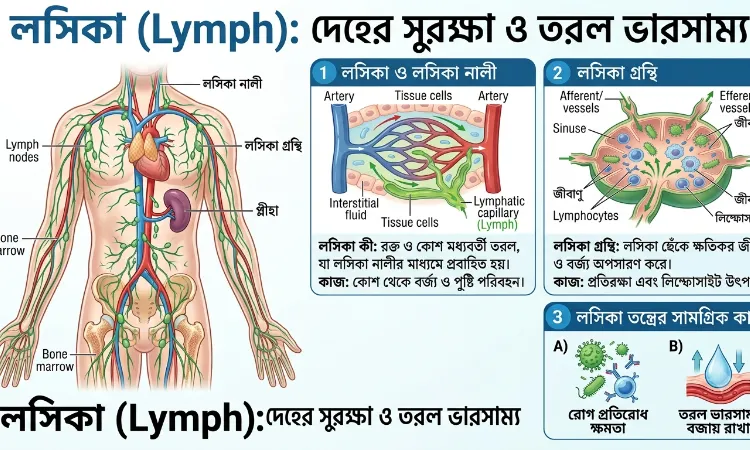 লসিকা (Lymph) কী? গঠন, কাজ, লসিকাতন্ত্র, MCQ ও প্রশ্নোত্তর