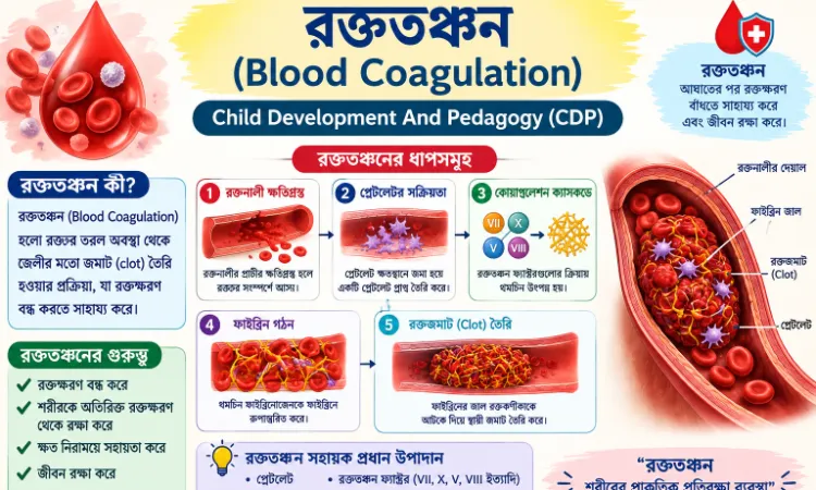 রক্ততঞ্চন (Blood Coagulation): প্রক্রিয়া, Clotting Factors, Vitamin K, MCQ ও প্রশ্নোত্তর