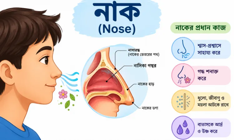 নাক (Nose) — গঠন, প্রকারভেদ, কাজ